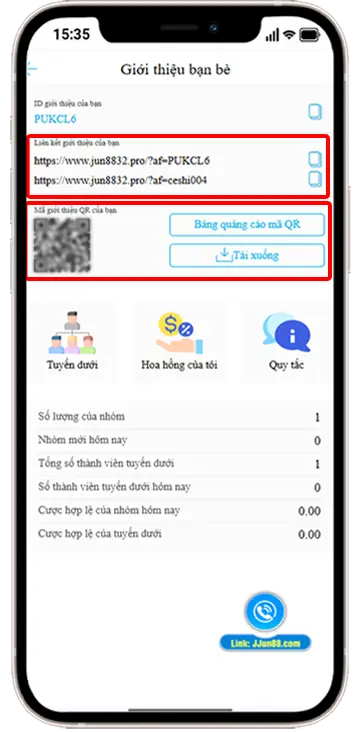 Bước 3: Sao chép Link hoặc Tải mã QR gửi cho bạn bè đăng ký